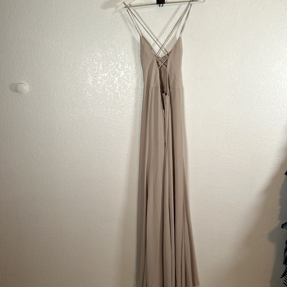 Show Me Your MuMu Godshaw Goddess Gown Dusty Pink Lace Up Back Size Medium - Picture 4 of 10